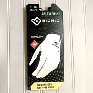 Bionic RelaxGrip 2.0 Golf Glove Mens XL White Black Comfort Fit Durability NWOT